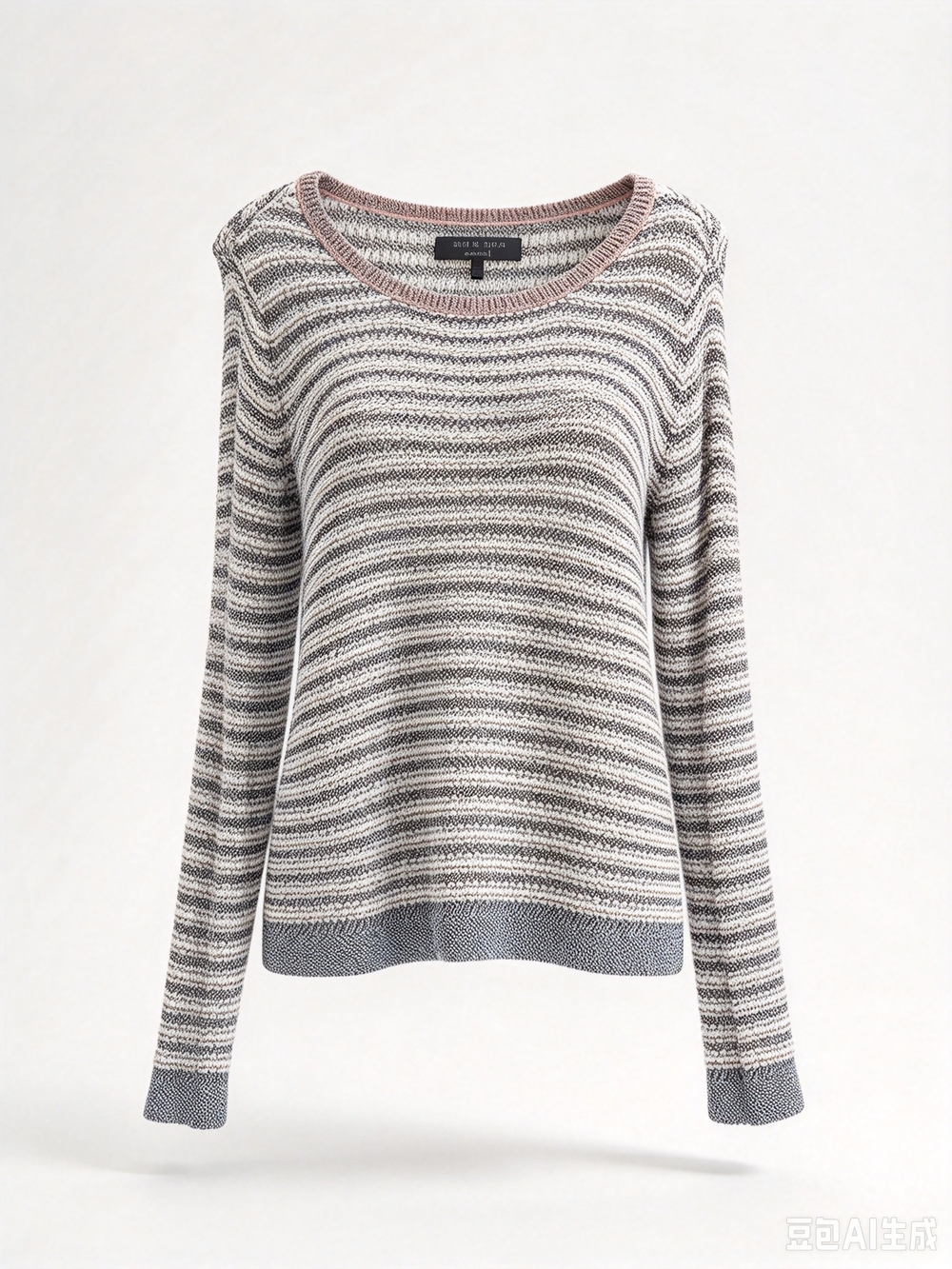 Rag & Bone Striped Scoop Neck Sweater in Gray and Cream